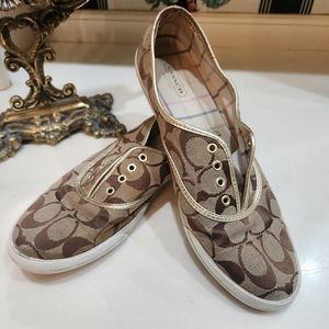 Coach Sz 8 Classic Coach Logo Lace Tennis Shoe